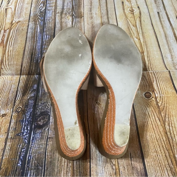 Enzo Angiolini Ealevon Cream Orange Slip On Open Toe Wedge Sandal - Picture 4 of 5